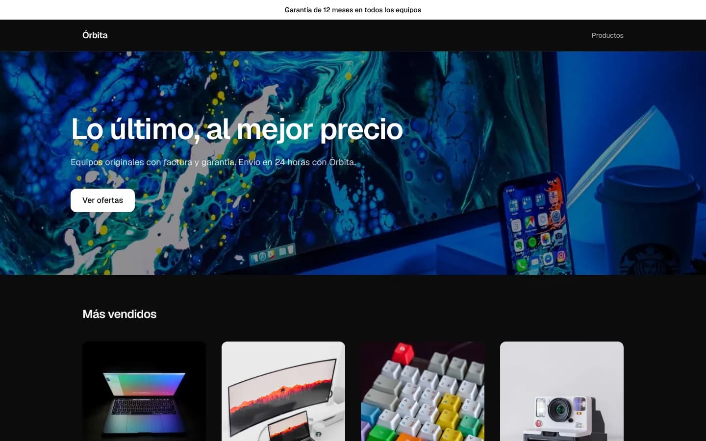 Tienda de ejemplo Órbita, plantilla Tecnología y Fotografía